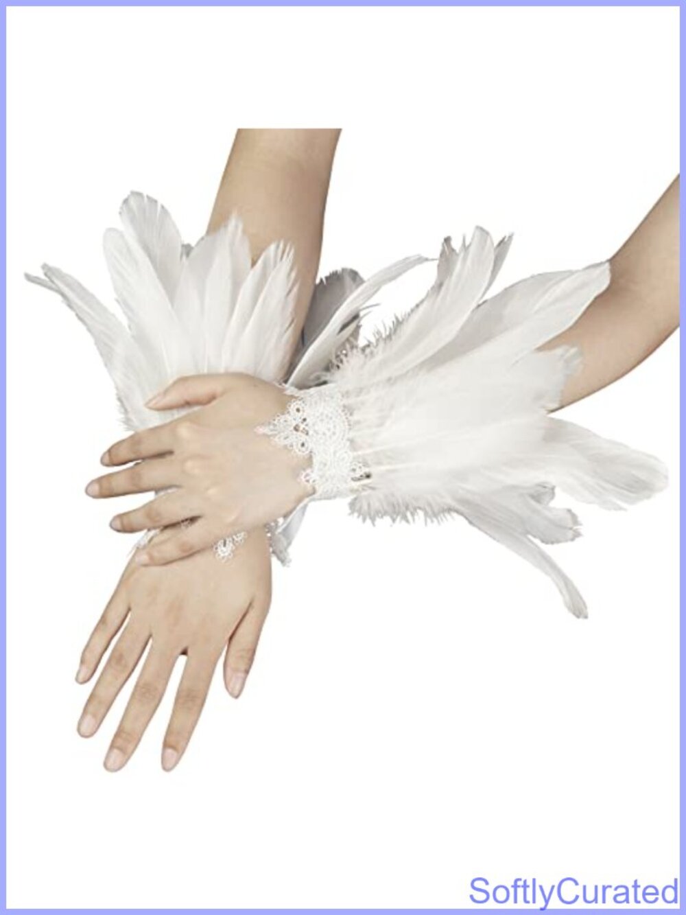 Lace Feather Wrist Cuffs 2-Pack Cosplay Costume Accessories